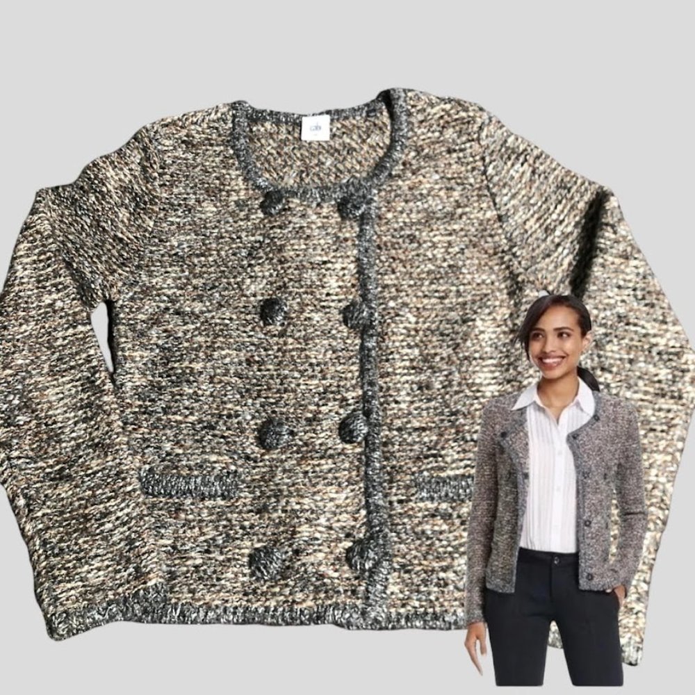 Cabi Double Breasted Tweed Cardigan--Sz M